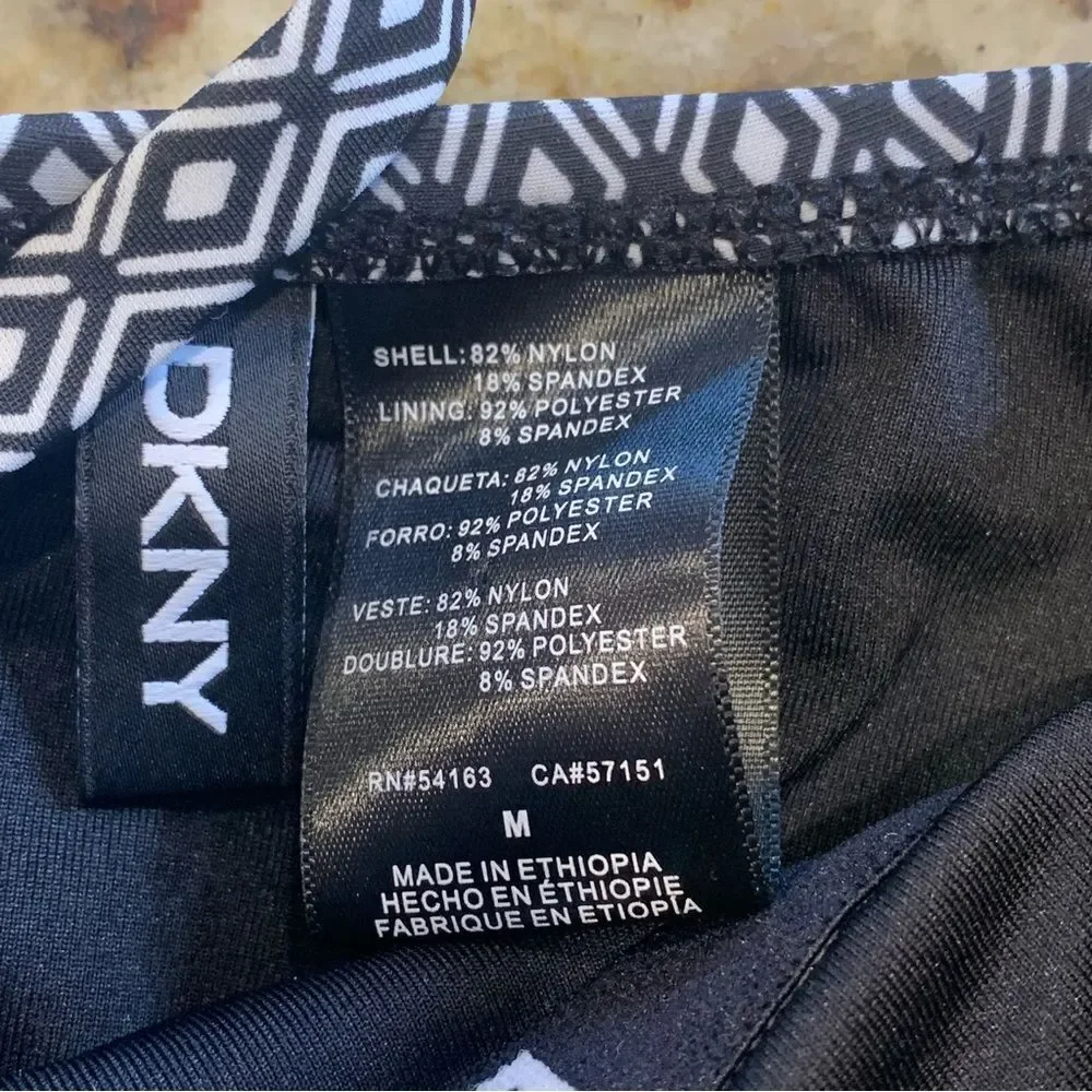 Womens DKNY One Piece Swimsuit Black/White Print Size Medium UPF Protect - Picture 8 of 11